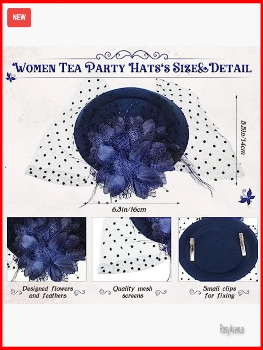 9 Piece Vintage Fascinator Hat Set with Feathers & Flowers, One Size